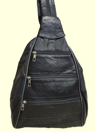 Сумка рюкзак женский черный кожаный (Турция)