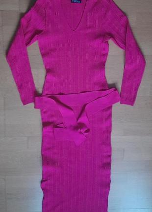 Платье розово-малиновое, длинное, трикотажное. фирма paraf style.