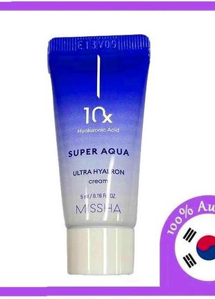 Missha super aqua ultra hyalron cream 5 мл зволожувальний крем...