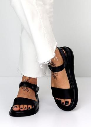 Босоножки черные сандалии женские натуральная кожа