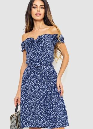 Платье софт с цветочным принтом, цвет сине-белый, 230r1006