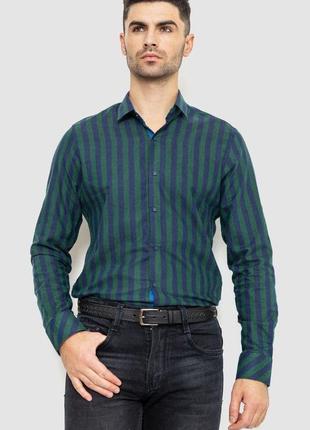 Рубашка мужская в полоску байковая, цвет зелено-синий, 214r61-...