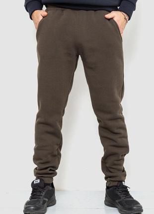 Спорт штаны мужские на флисе однотонные, цвет хаки, 190r236