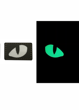 Шеврон Кошачьи глаза олива Светятся в темноте Cat eyes