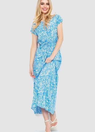 Сукня з принтом, колір біло-блакитний, 214r055-4