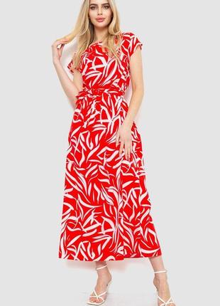 Платье с принтом, цвет красно-белый, 214r055-5