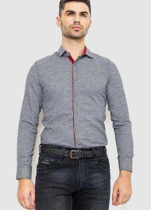 Рубашка мужская в клеку байковая, цвет черно-белый, 214r99-33-022