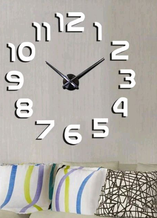 Настінний 3D годинник 120 см сірі.