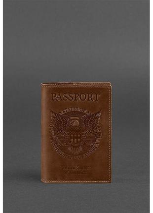 Кожаная обложка для паспорта с американским гербом светло-кори...