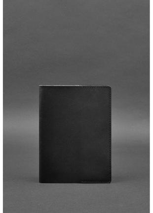 Кожаная обложка для блокнота 6.0 (софт-бук) черная краст
