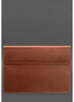 Кожаный чехол-конверт на магнитах для macbook 15-16 дюйм светл...