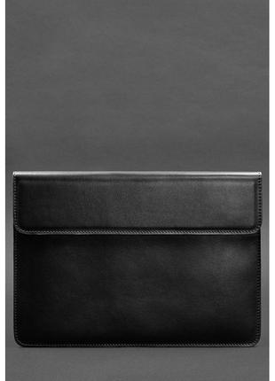 Кожаный чехол-конверт на магнитах для macbook 15-16 дюйм черный