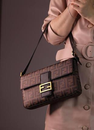 Женская сумка fendi brown, женская сумка, фенди коричневого цвета