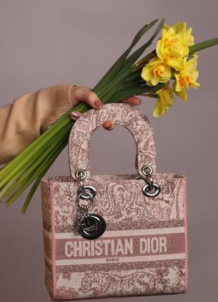 Женская сумка cristian dior lady d-lite pink, женская сумка, б...