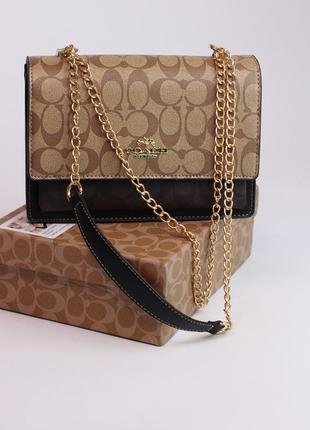 Женская сумка coach mini klare crossbody beige/brown/black, же...