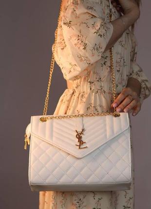 Женская сумка ysl envelope white, женская сумка, брендовая сум...