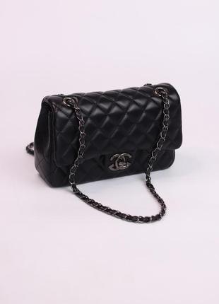 Жіноча сумка chanel 26 black, жіноча сумка шанель чорного кольору