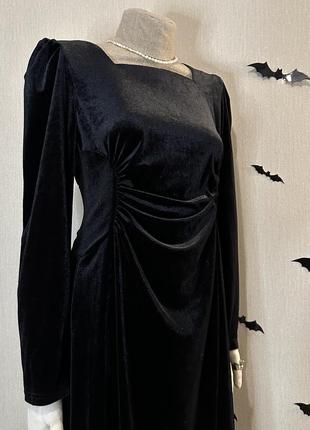 Платье в винтажном стиле элегантное черное платье миди с длинн...