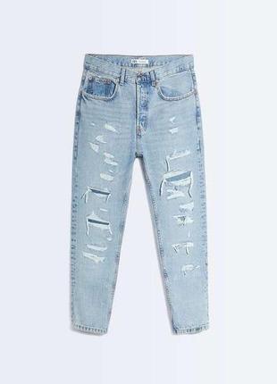Новые хлопчатобумажные тертые джинсы zara 2024