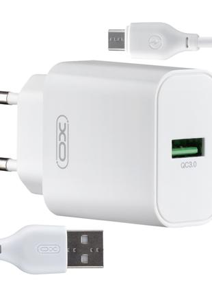 СЗУ XO L103 (EU) QC3.0 18W Charger with Micro cable (NB103) White