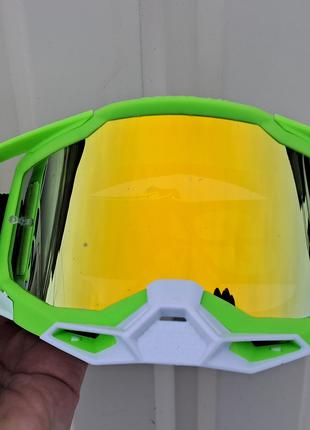 Кроссовые мото очки маска Эндуро KTM 100 % Yellow White