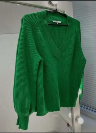 Трендовый зелёный свитер с объёмными рукавами next