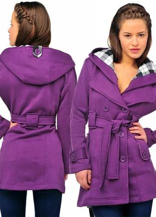 Комфортная женская курточка байка с капюшоном/двусторонняя дем...