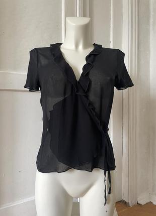Легкая черная блуза с рюшами marks &amp; spencer ghotic lolita...