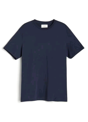 Базова бавовняна футболка reserved темно синя чорнильна navy б...