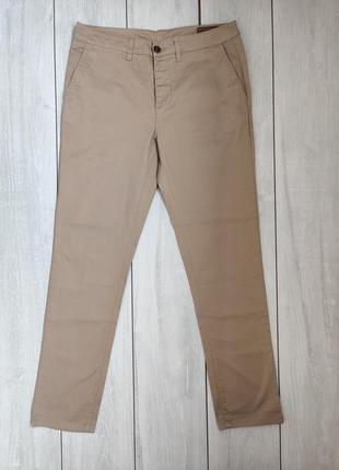Базовые коттоновые брюки чиносы слаксы мужские бежевого цвета ...