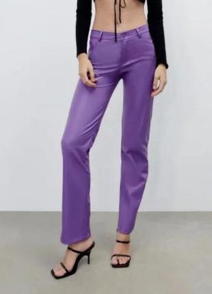 Zara оригинал кожаные брюки брюки на утепленные коже зам кожа