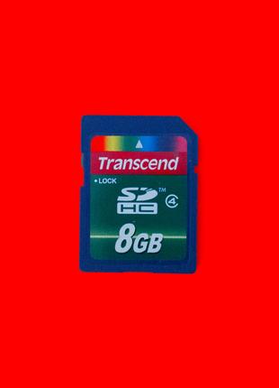 Карта памяти флеш SD HC 8 GB 4 class Transcend