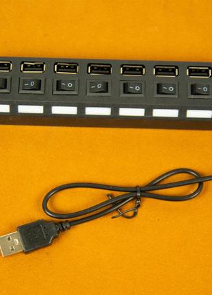 USB хаб, 7 портов, с кнопками