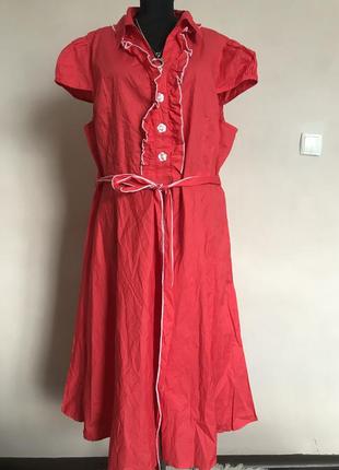 Красное коттоновое платье
