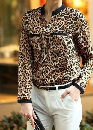 Женская блузка леопардовая с длинным рукавом - XL (бюст 96-100...
