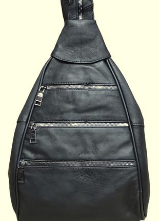 Сумка рюкзак кожаный женский черный (Турция)