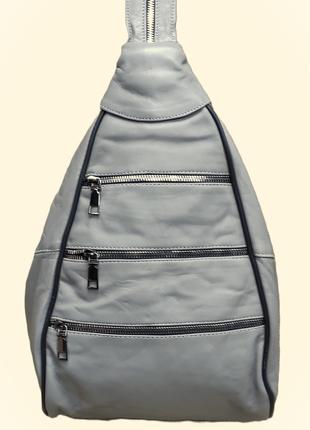 Сумка рюкзак кожаный женский серый (Турция)