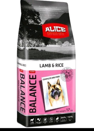 Сухий корм Alice Balance Lambade and Rice з ягням и рисом 17 кг