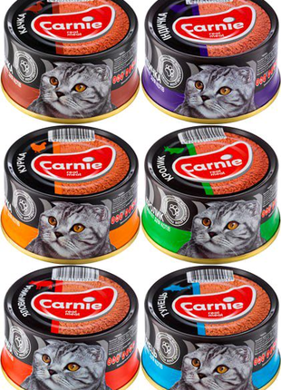 Вологі корми для котів у вигляді смачного паштету Carnie 95грамів