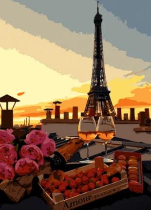 Картина по номерам "романтический ужин в париже", премиум в те...