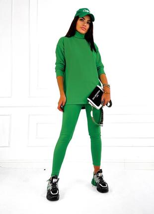 Женский костюм лосины и кофта цвет зеленый р.42/44 449991