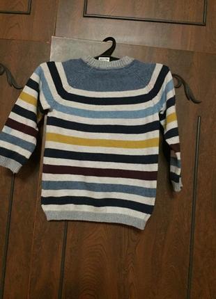 Бавовняний светр у кольорові смужки від h&m на 9-12 місяців.