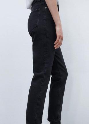 Черные прямые джинсы с высокой посадкой zara
