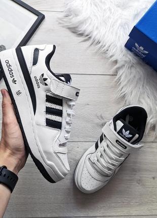 Женские кроссовки adidas forum 84 white black белые с черным