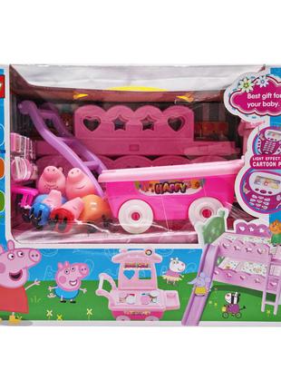 Игровой набор "Свинка Пеппа с семьей" YM603A с тележкой