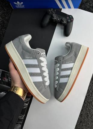 Мужские кроссовки adidas originals campus grey white gum