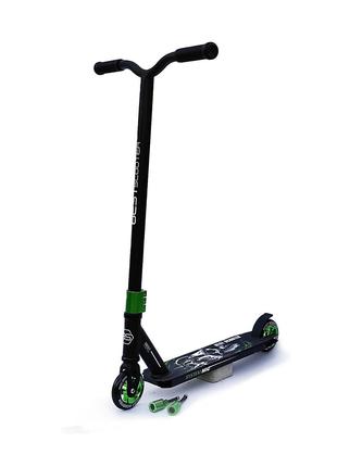 Самокат Best scooter Трюковый черно-зеленый с пегами, алюминие...