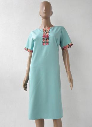Изысканное платье светло-бирюзового цвета с аппликацией 48-52 ...