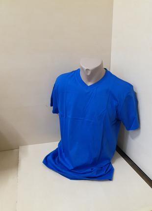 Мужская футболка однотонная синяя голубая хлопок размер 52