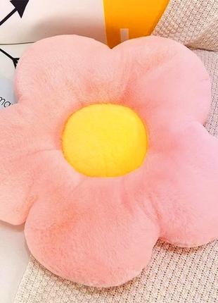 Плюшевая декоративная подушка Цветок 35 см х 35 см х 6 см Розовый